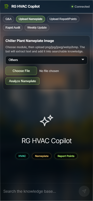 RG HVAC Copilot nameplate upload interface